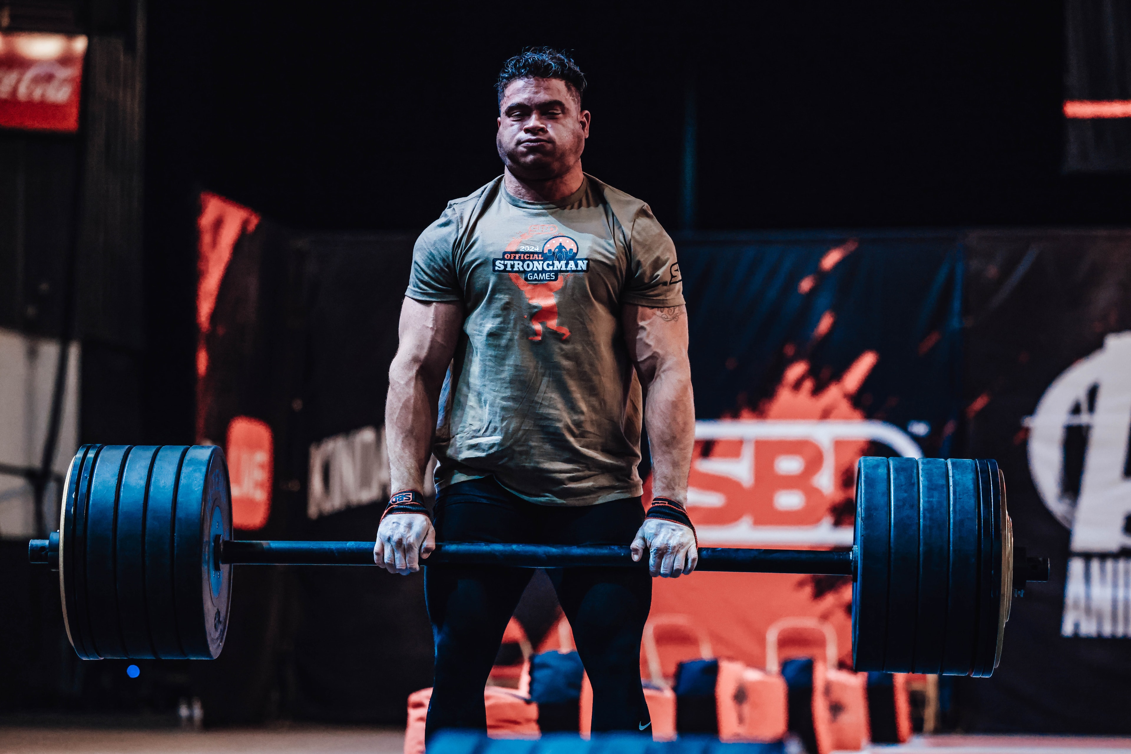 Johnny Alimo competing in strongman competition